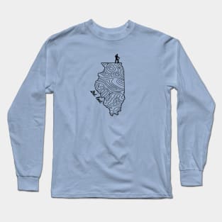 Get Lost Hiking Topographic Art Hike Illinois State Map Long Sleeve T-Shirt